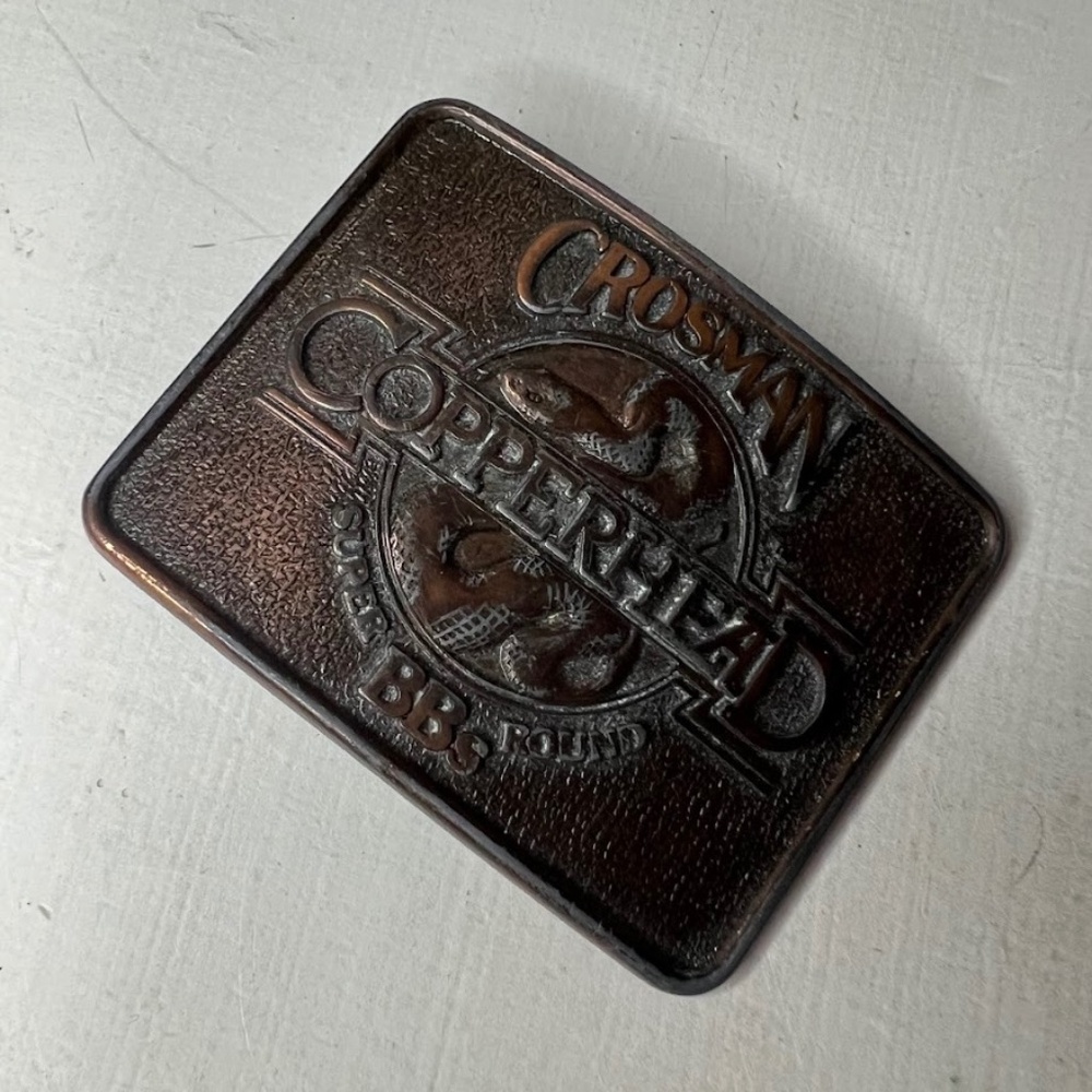 VINTAGE 1970s **CROSMAN COPPERHEAD SUPER ROUND BBS** Snake BELT BUCKLE